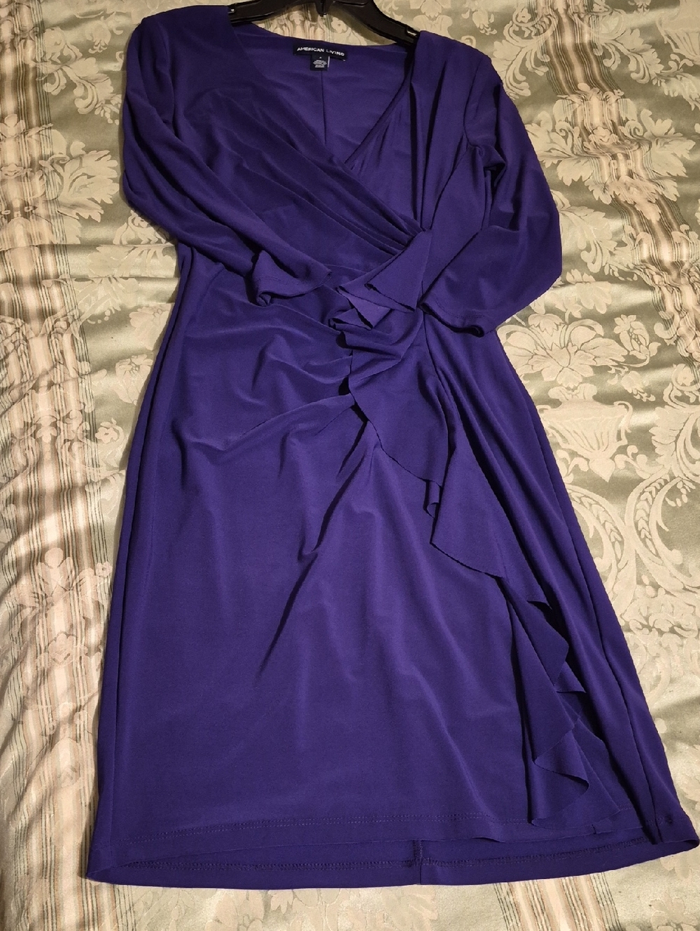American Living Royal Purple Long-Sleeve Wrap Dress